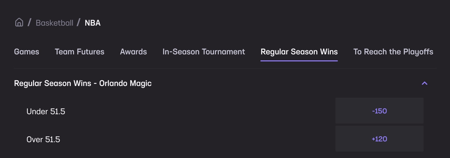 Orlando Magic team win total at Hard Rock Bet Sportsbook